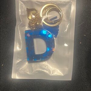 Fashion Jewelry Gold and Blue Letter Key Holder